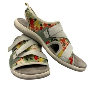Earth Origins Saco WIDE 8W Slingback Comfort Sport Sandals Green Multi